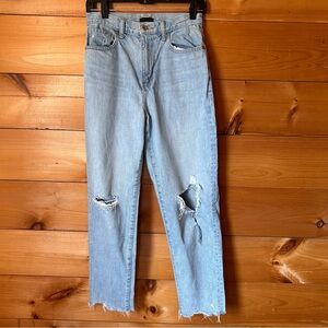 Uniqlo Distressed Light Blue Women's Straight Leg Jeans
